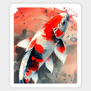 Koi Pond: Showa Sanshoku Koi captivating in their endless variety on a light (Knocked Out) background Sticker